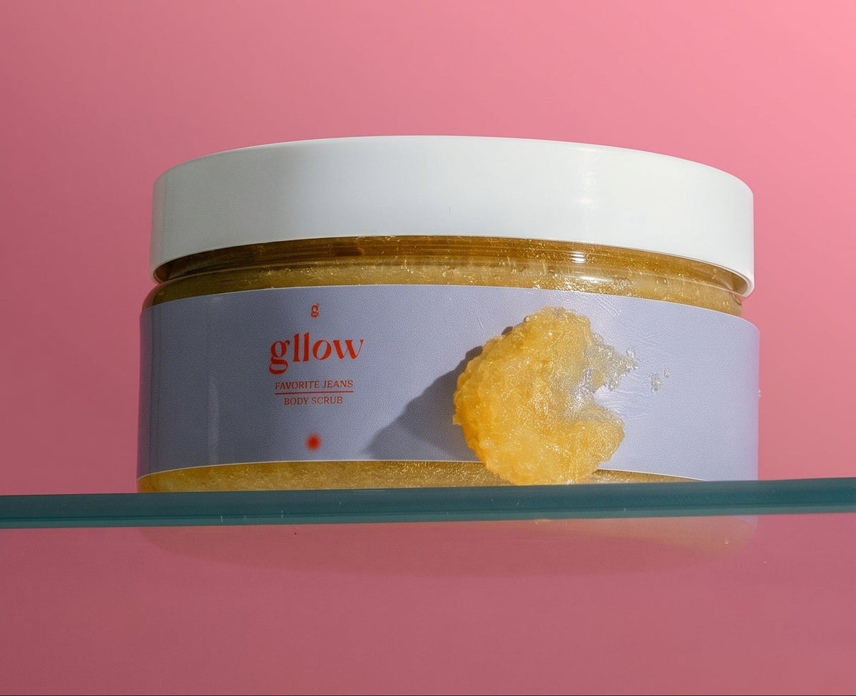 Gllow Favorite Jeans sugar scrub, 8 oz jar